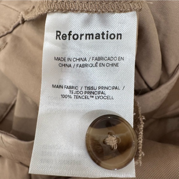 Reformation Mason Khaki Trousers High Waist Pleated Wide Leg Career Women's 10 - Picture 10 of 15